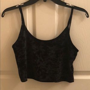 Topshop black velvet crop tank